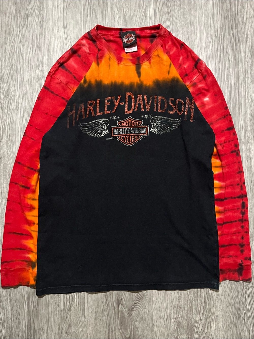 Harley Davidson tie-dye two sided graphic long sleeve T-shirt men’s medium ￼￼
